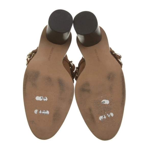 $180 REBECCA MINKOFF Brown Suede Chain Detail Heel Mules – 8 - Picture 3 of 3